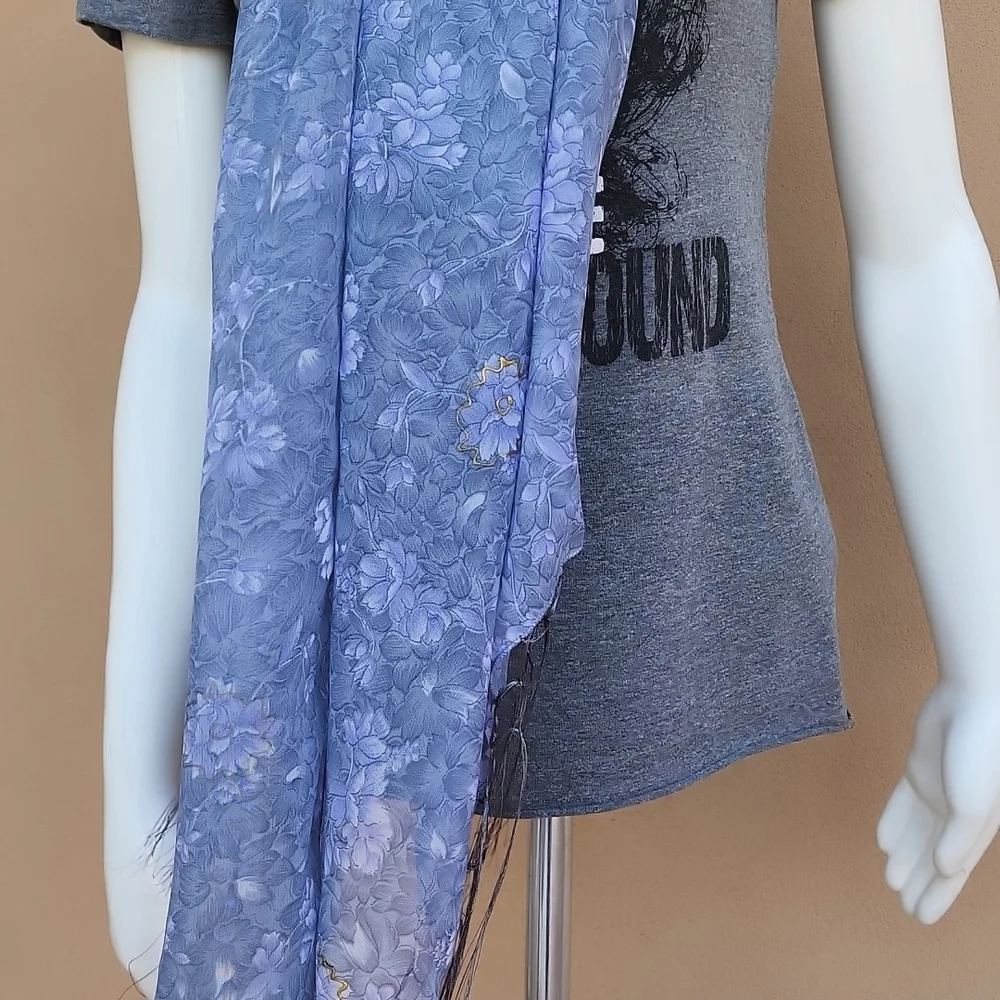 Oversized Handmade Scarf Wrap Sarong Cover Up from Indonesia Periwinkle Floral - Picture 15 of 16